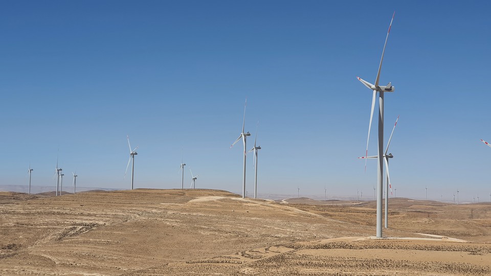 요르단 타필라에 위치한 51.75MW 규모 대한풍력발전단지 전경.